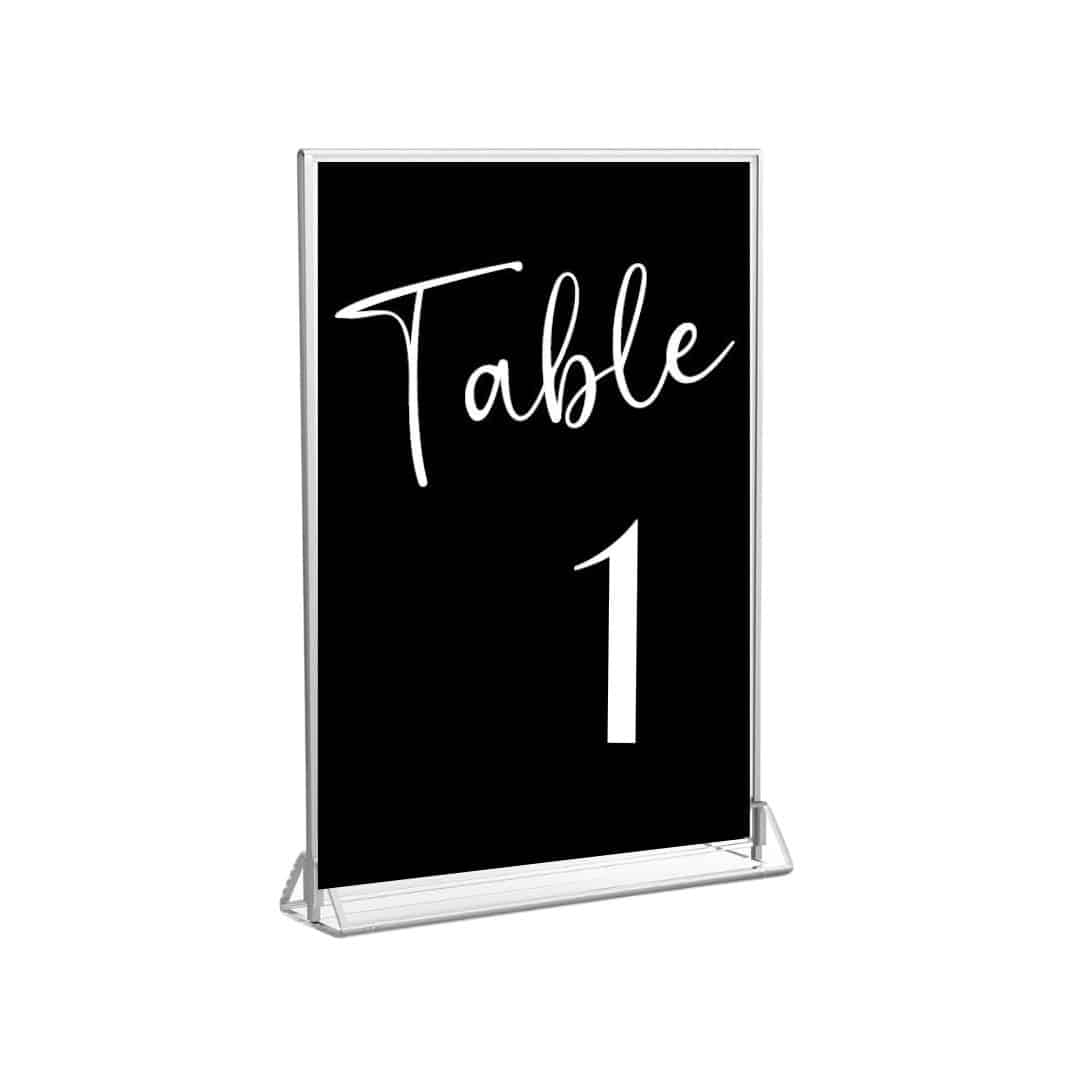 Table Number Acrylic Frame – Silver Lined – 13.5cmW x 22cmH