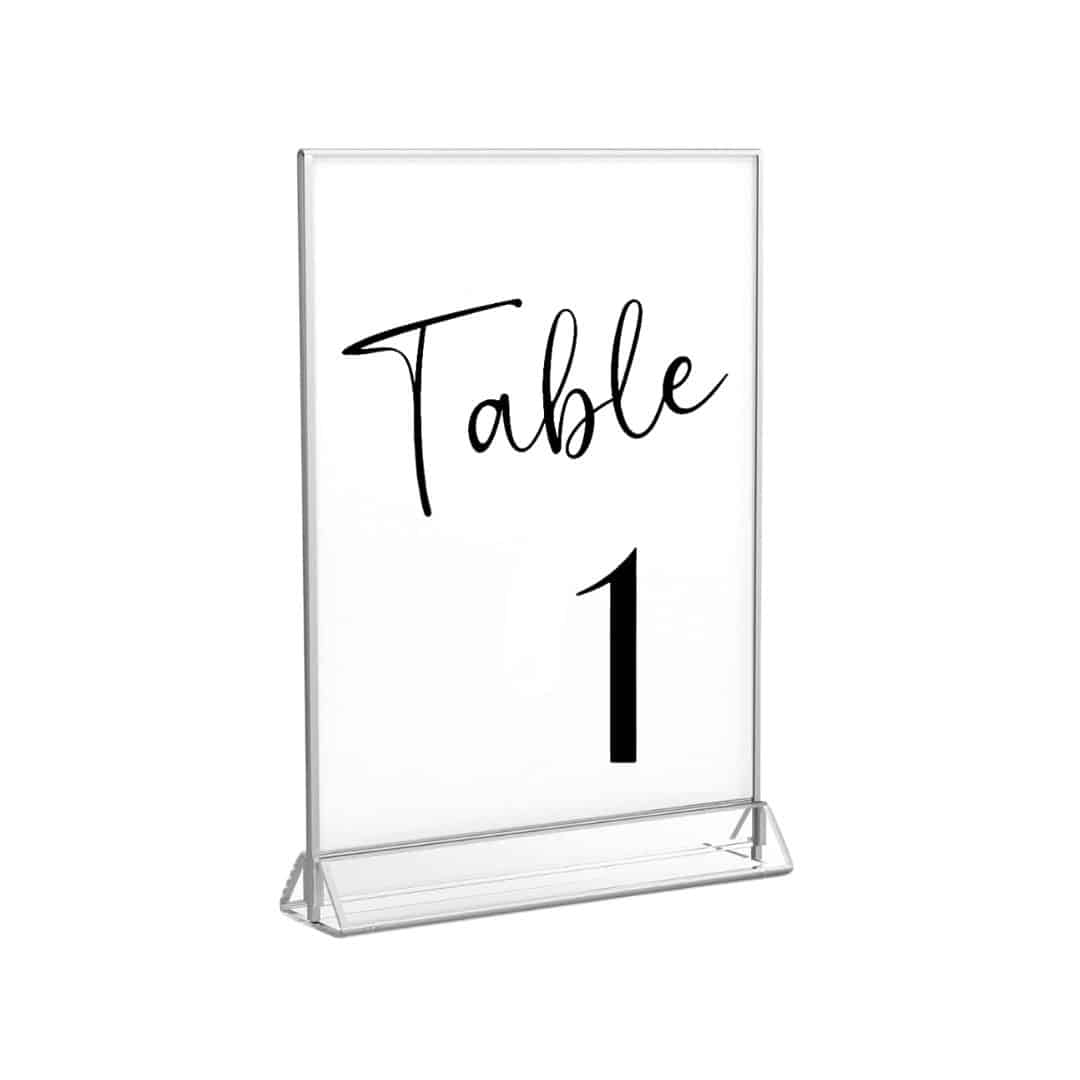Table Number Acrylic Frame – Silver Lined – 13.5cmW x 22cmH