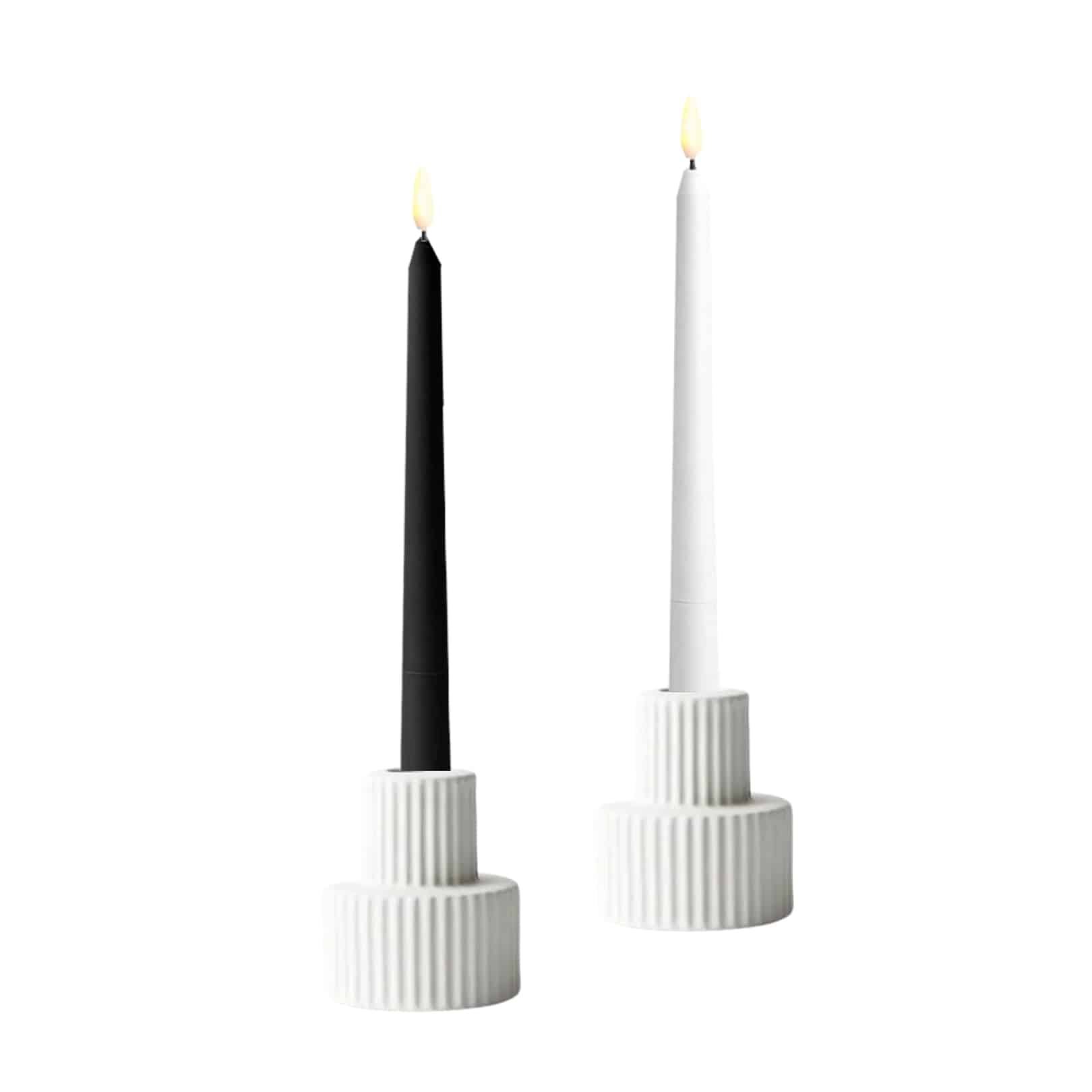 Annie Candle Holder – White Ribbed – 7cmW x 8cmH