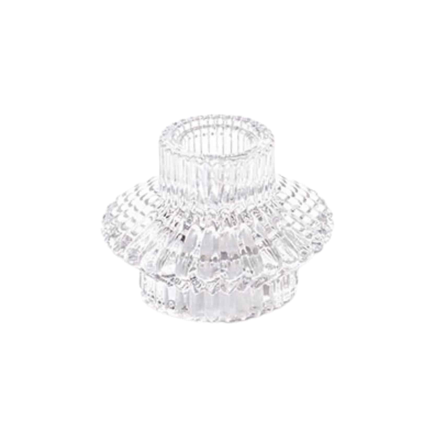 Valentina Ripple Candle Holder & Votive – Clear Glass –  8.5cmW x 6cmH