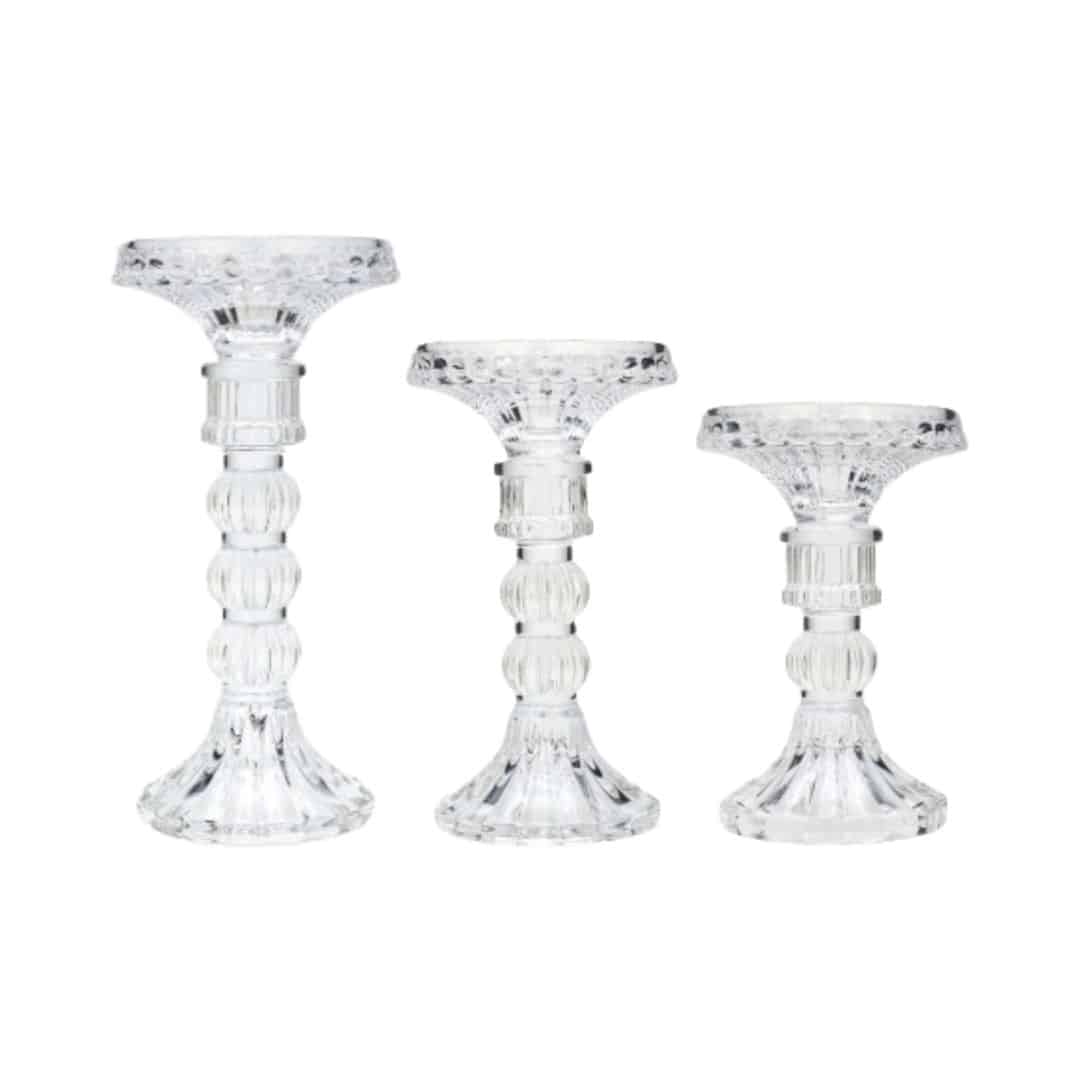 Casablanca Pillar/Taper Candlestick – Glass – Set of 3