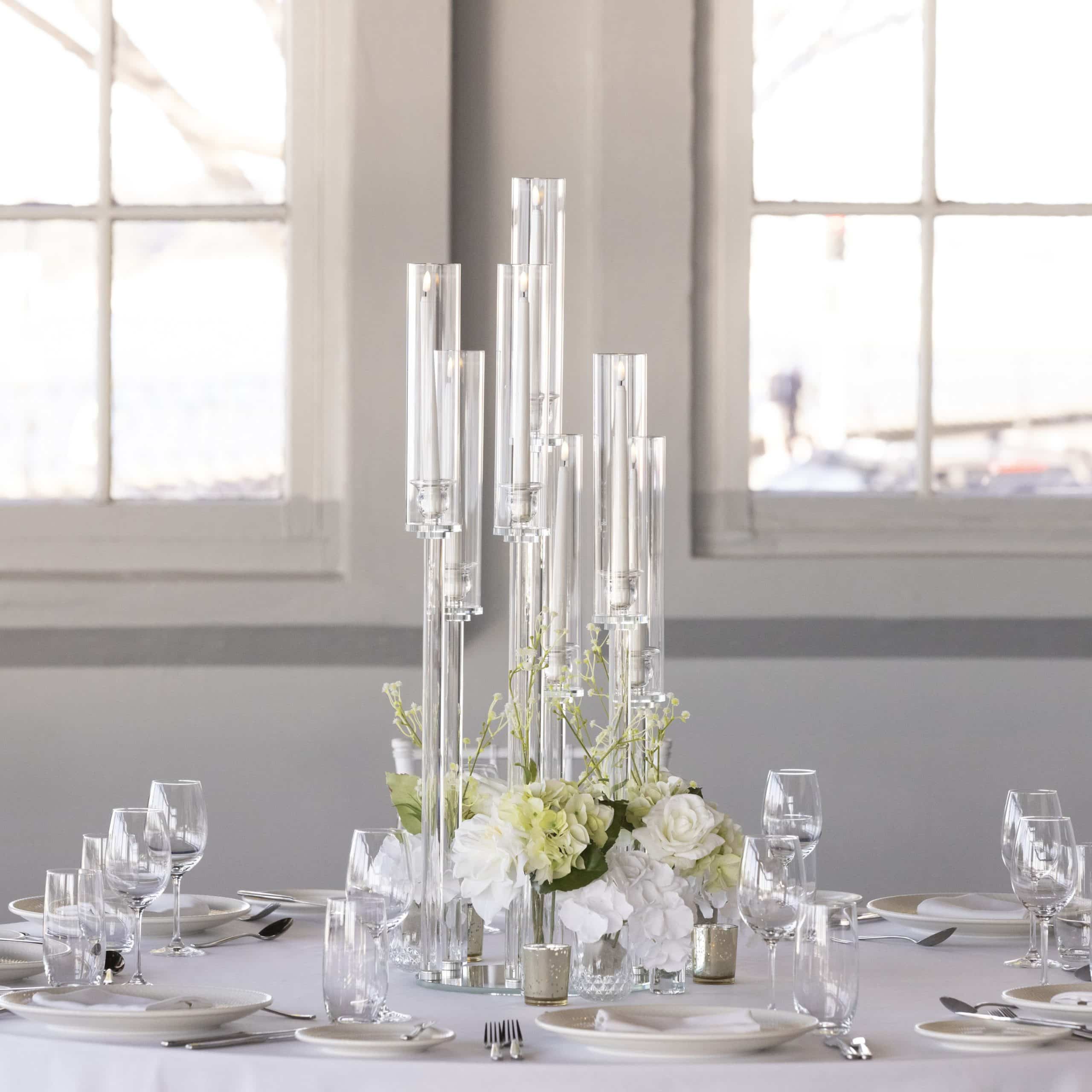 Tulip Seven Arm Candelabra – Clear Glass