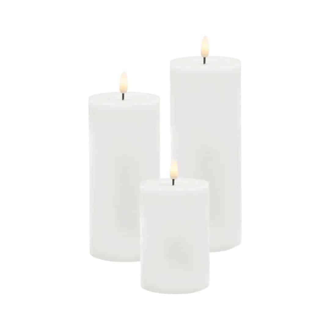 Pillar Candle – LED Trueflame – Set of 3 – 7.5cmD x 12.5/17.5/22.5cmH