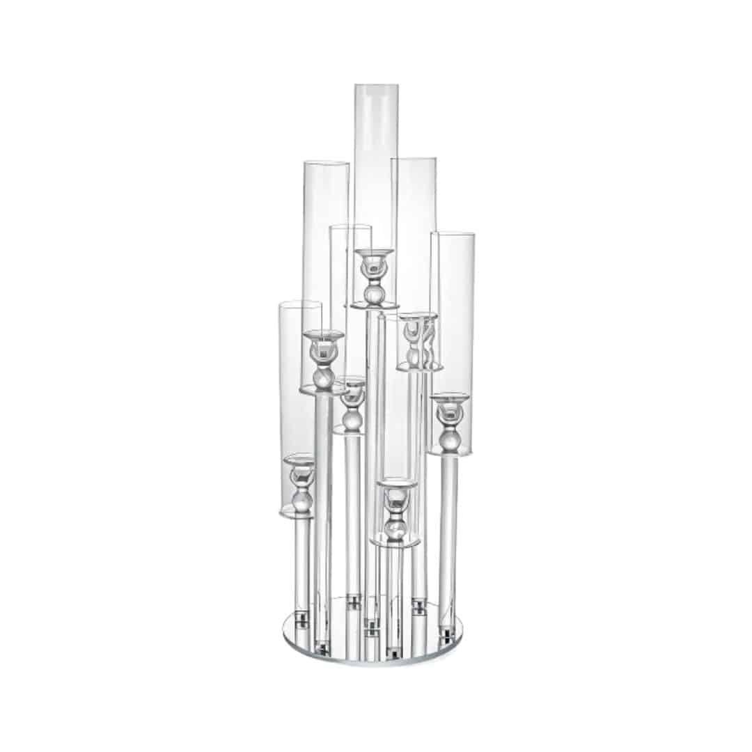 Tulip Seven Arm Candelabra – Clear Glass – 28cmD x 95cmH